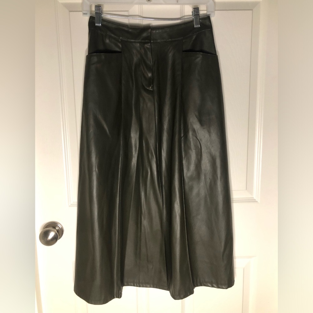 Worthington Black Faux Leather Maxi Skirt with Panel Details